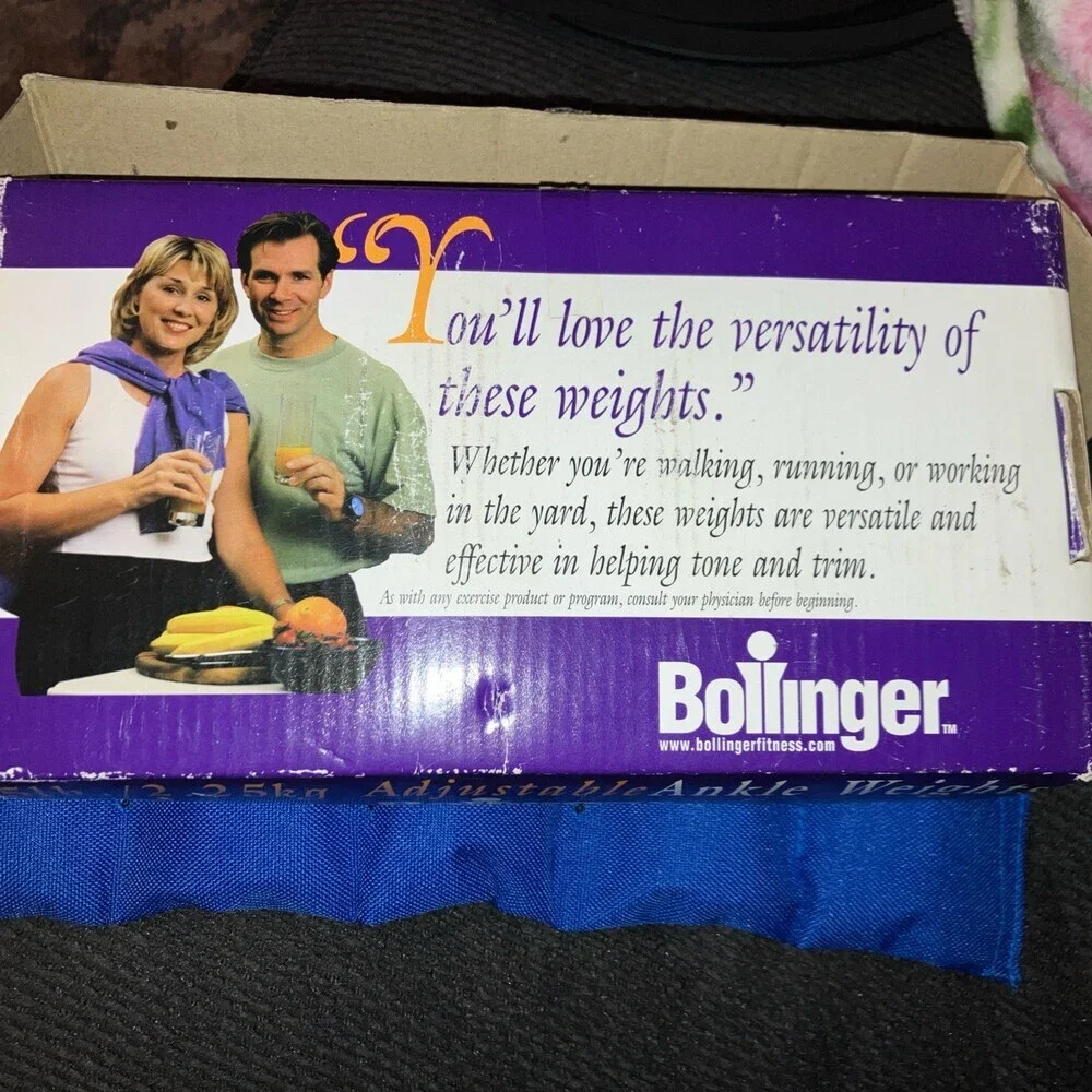 Set of 2 Bollinger Adjustable Blue Workout Ankle Weights 2.5 lb Each Vintage